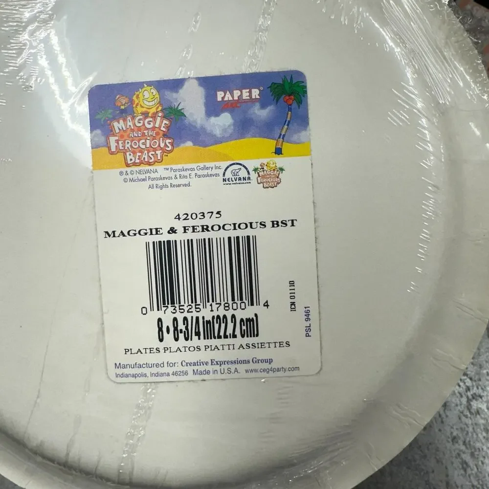 Maggie‎ And The Ferocious Beast Hamilton Party Plates Dinner Lunch Plate 4 Packs